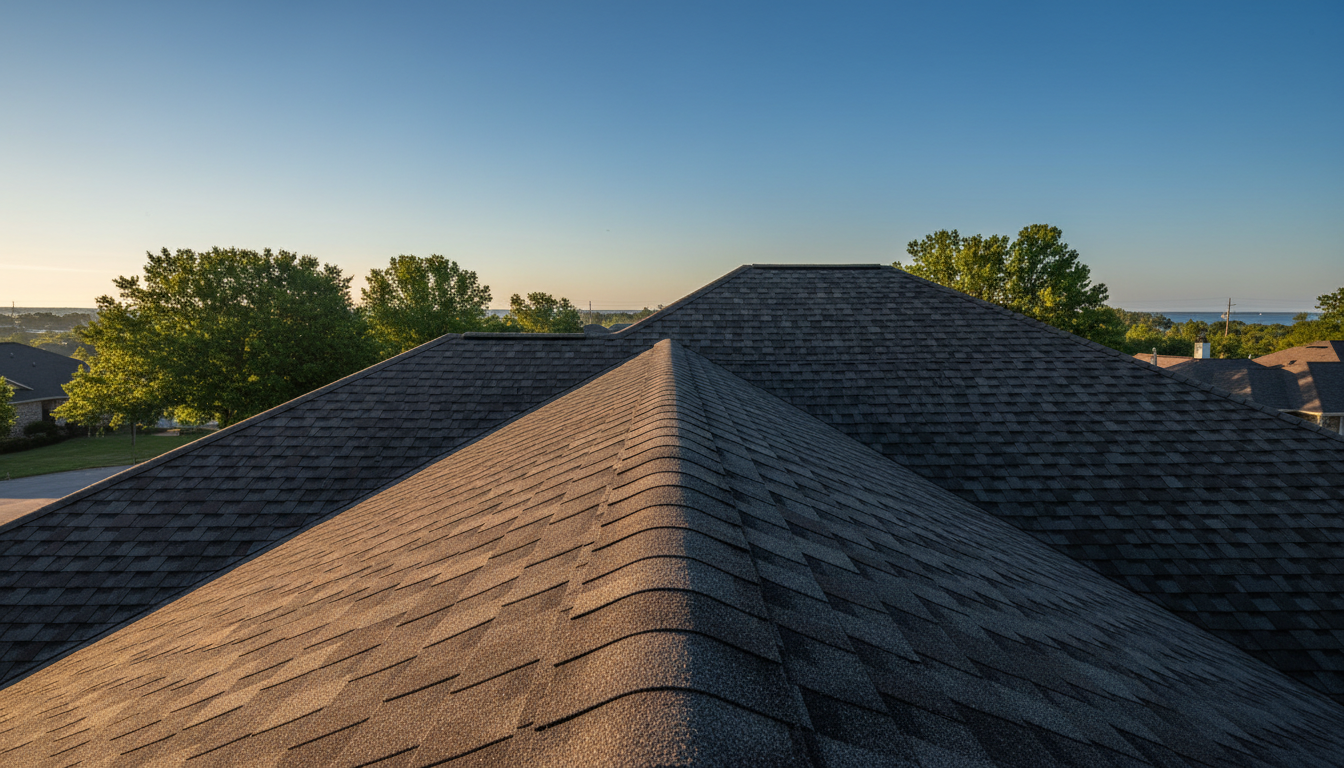 High-quality residential roof illuminated by morning sun